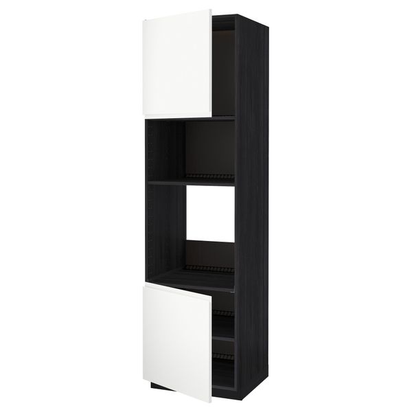 Высокий шкаф для духовки/СВЧ, 2 дверцы, полки МЕТОД, черный, Воксторп белый - схема-чертеж с размерами