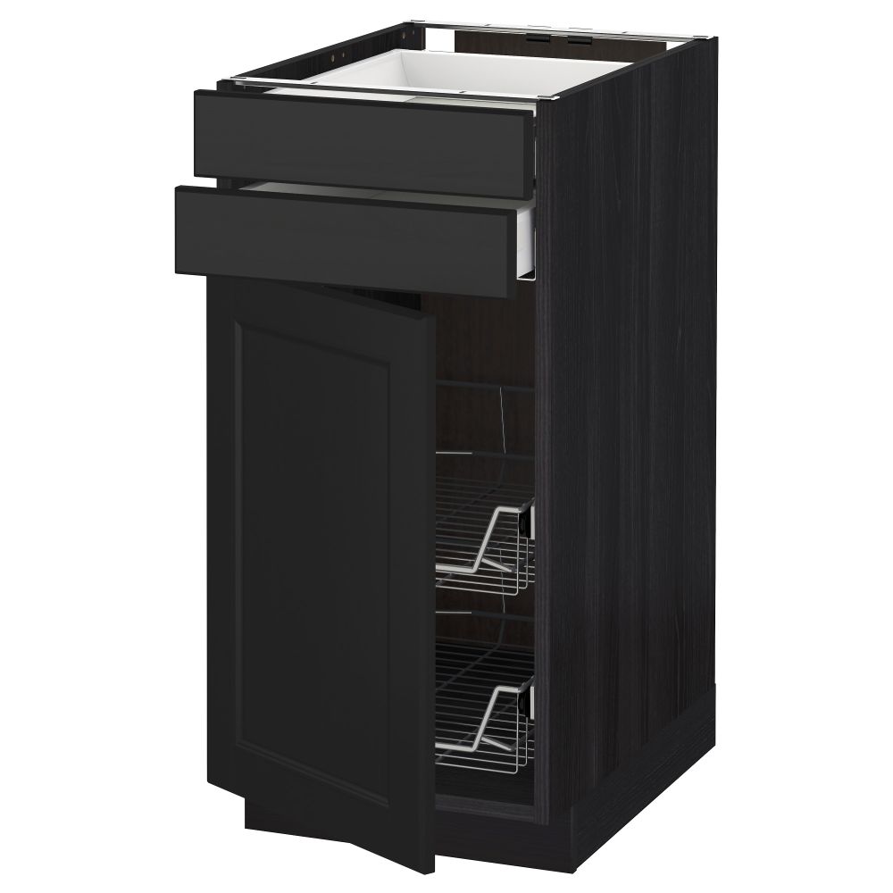 Напольный шкаф, дверца, 2 ящика, проволочных корзин МЕТОД / МАКСИМЕРА, черный, Лаксарби черно-коричневый - схема-чертеж с размерами