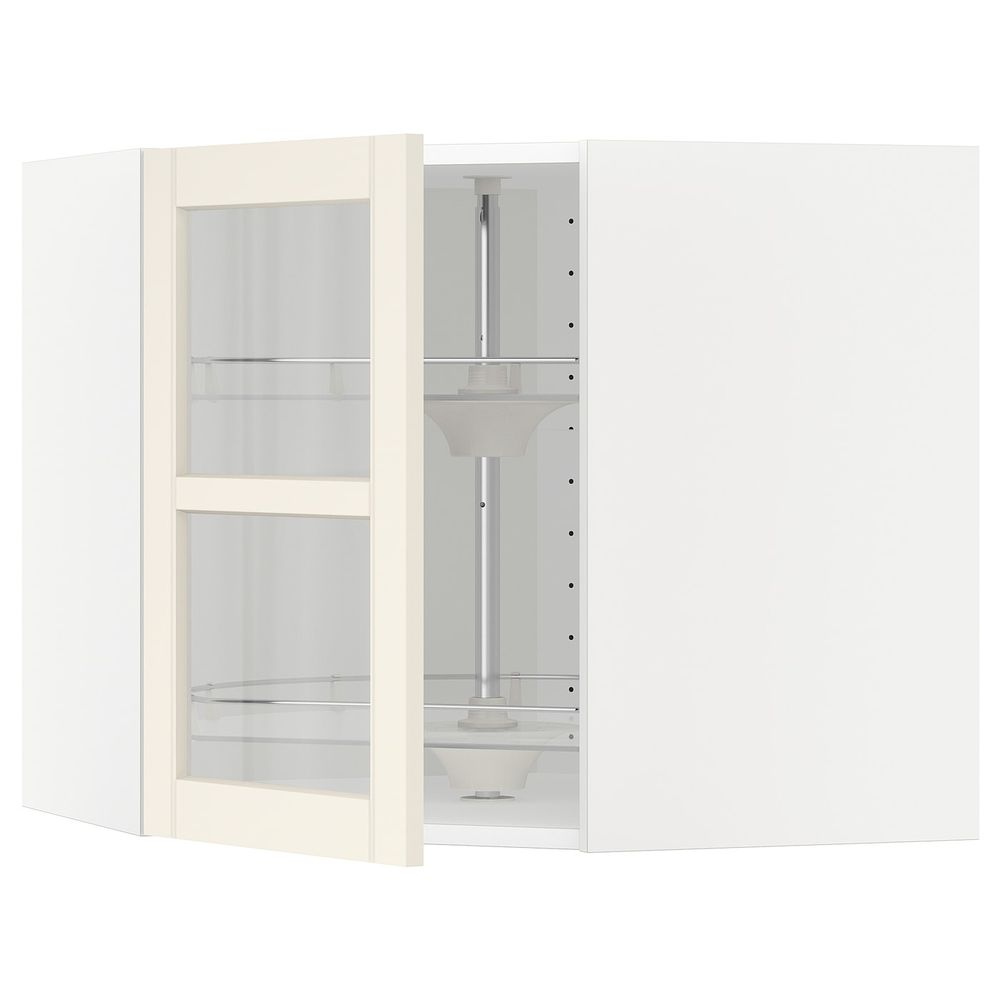 Угловой навесной шкаф с вращающейся секция, стеклянная дв, белый/Хитарп белый с оттенком 68x60 см IKEA METOD МЕТОД 592.404.42 - схема-чертеж с размерами