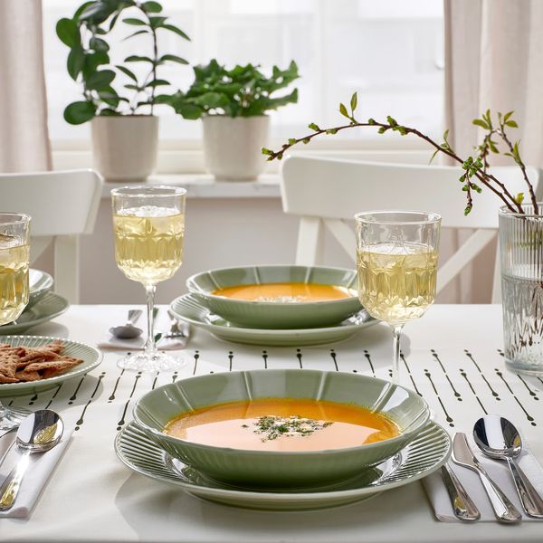 STRIMMIG Тарелка глубокая - каменная керамика бледный серо-зеленый 23 см - фото 3