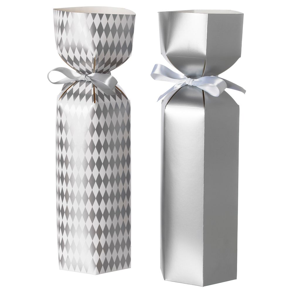 Подарочная упаковка для бутылки ВИНТЕР 2018, серебристый/белый (42 см) - фото 1