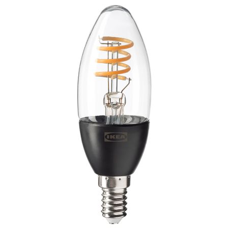 Светодиодная лампочка E14 250 лм, беспроводное регулирование теплый белый/свечеобразный прозрачный IKEA TRÅDFRI ТРОДФРИ