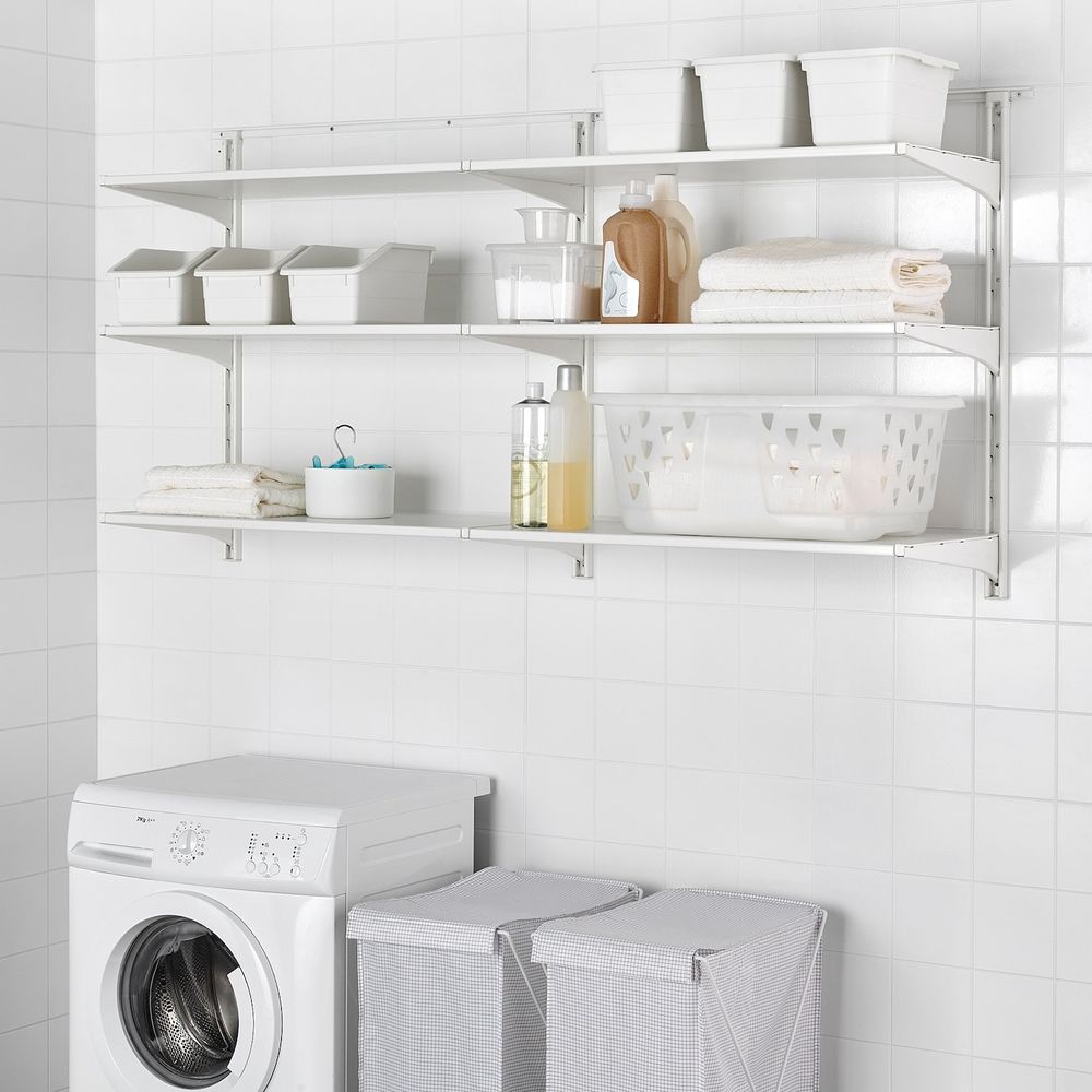 Настенная шина/полки, белый 176x41x87 см IKEA АЛЬГОТ 492.303.30 - фото 1