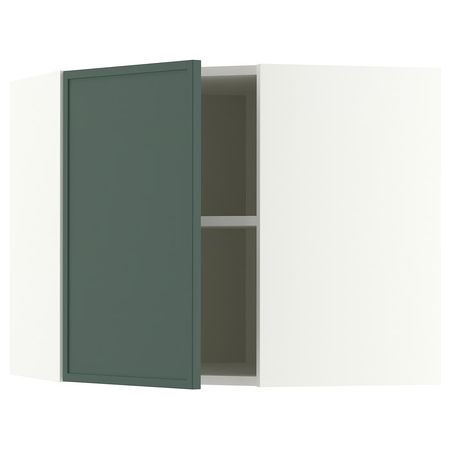 METOD Угловой навесной шкаф с полками - белый/Aspudden темный серо-зеленый 68x60 см