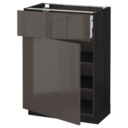 Напольный шкаф с ящиком, дверью МЕТОД / МАКСИМЕРА, черный, Рингульт серый
