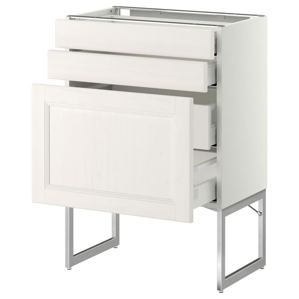 Напольный шкаф 3 фронтальных панели, 2 нижних, 2 средних ящика МЕТОД / МАКСИМЕРА, белый, Лаксарби белый - схема-чертеж с размерами