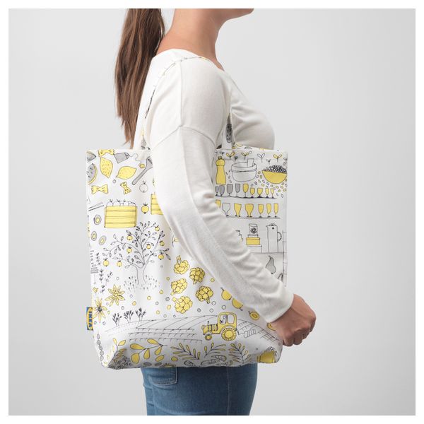 Сумка ТРЕБЛАД, белый/желтый, серый - схема-чертеж с размерами