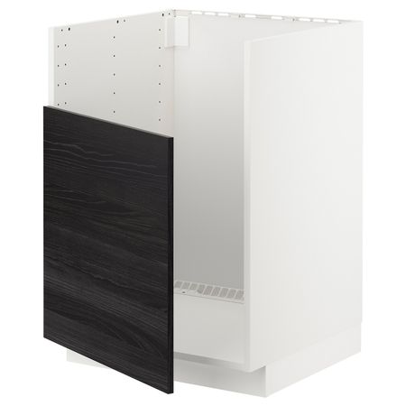 Шкаф под мойку БРЕДШЁН, белый, Тингсрид черный 60x60 см IKEA МЕТОД 792.983.66