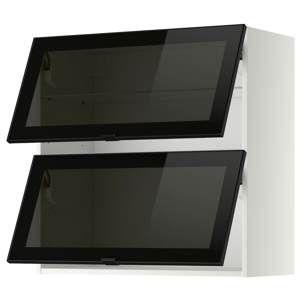 Навесной горизонтальные шкаф, 2 зеркальная дверц, белый/Ютис дымчатое стекло 80x80 см IKEA МЕТОД 693.305.88 - схема-чертеж с размерами