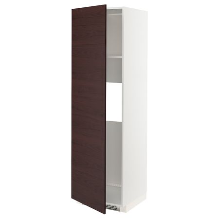 Высокий шкаф для холодильника или морозильника, с дверц, белый Аскерсунд/темно-коричневый под ясень 60x60x200 см IKEA METOD