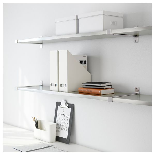 Полка навесная ЭКБИ МОСБИ / ЭКБИ БЬЕРНУМ, нержавеющ сталь (239x28 см) - фото 2