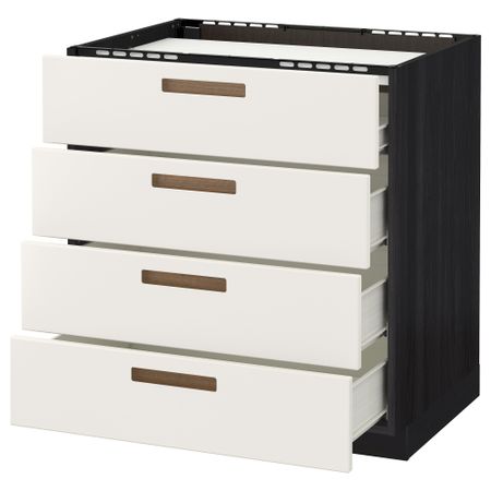 Напольный шкаф, 4 фронтальных панели, 4 ящика МЕТОД / ФОРВАРА, черный, Мэрста белый