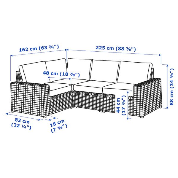 IKEA в интерьере - схема-чертеж с размерами