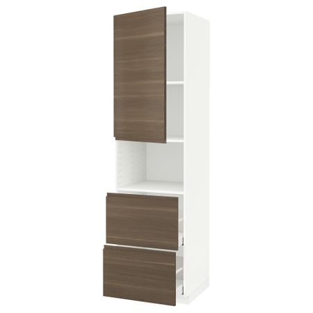 Высокий шкаф для СВЧ, дверца,2ящика, 60x60x220 cm IKEA METOD МЕТОД, MAXIMERA МАКСИМЕРА 994.663.73