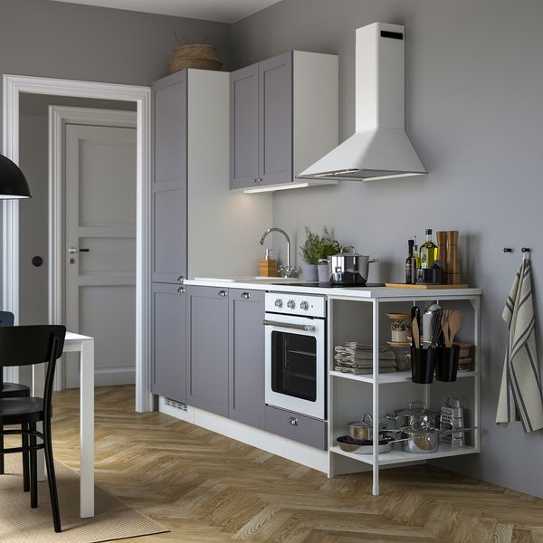 Кухня, белый, серый каркас, 266.5x63.5x222.5 см IKEA BEGIVENHET БЕГИВЕНХЕТ 494.374.01 - фото 3