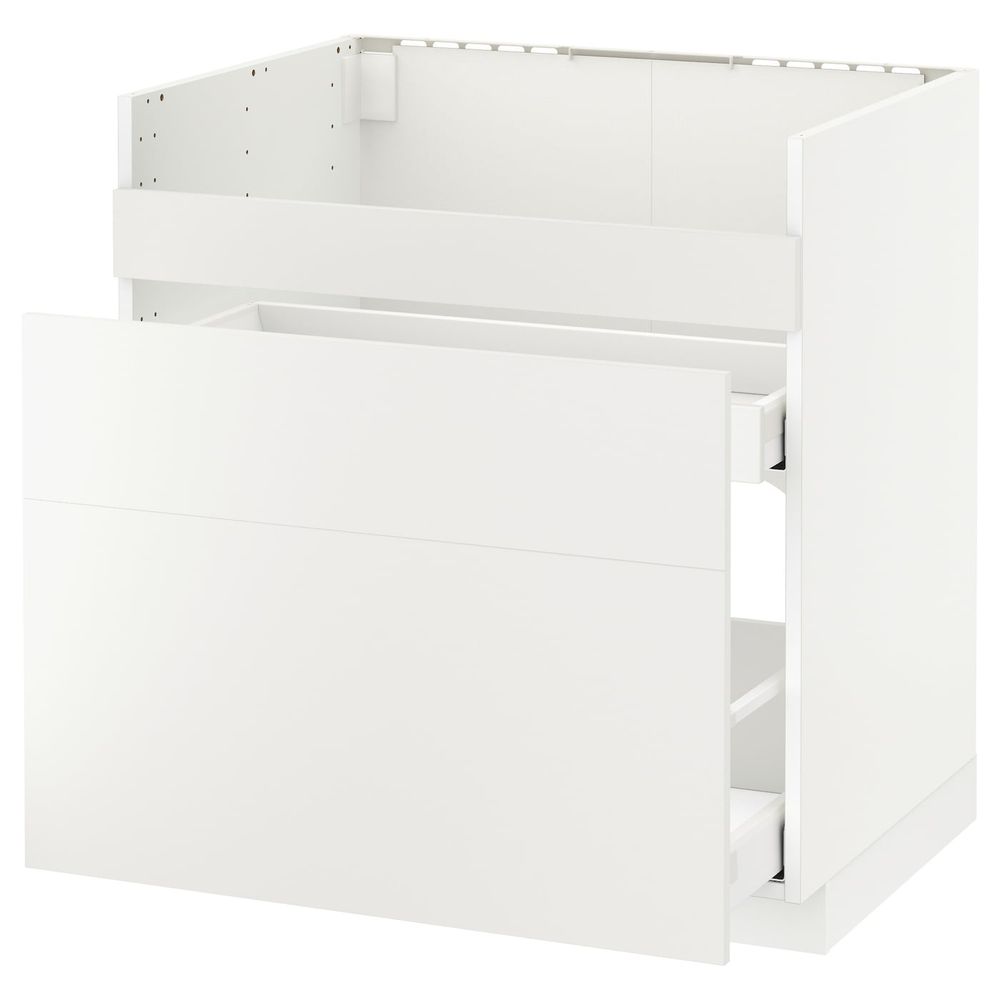 Напольный шкаф для мойки ХАВСЕН/3фасада/2ящ, белый/Хэггеби белый 80x60 см IKEA METOD МЕТОД 492.805.46 - схема-чертеж с размерами