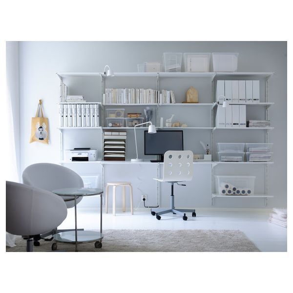 Настенная шина/полки, белый 322x61x199 см IKEA АЛЬГОТ 392.303.40 - схема-чертеж с размерами