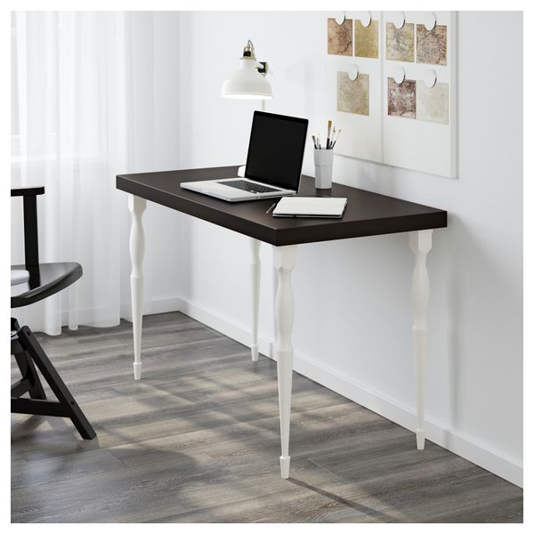 Стол ТОРНЛИДЕН / НИПЕН, черно-коричневый, белый (120x60 см) - схема-чертеж с размерами