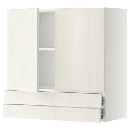Навесной шкаф, 2 дверцы, 2 ящика МЕТОД / ФОРВАРА, белый, Росдаль белый