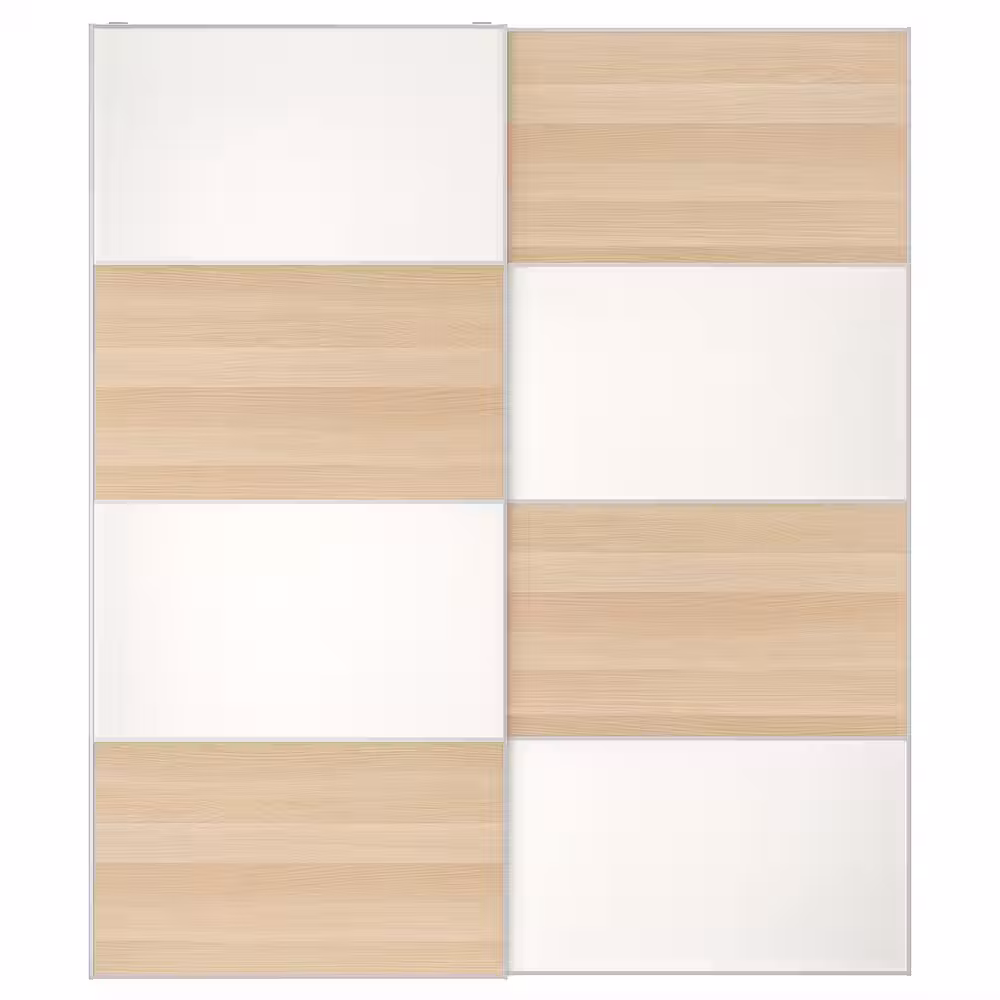 MEHAMN Пара раздвижных дверей - двусторонний/под беленый дуб белый 200x236 см - фото 1