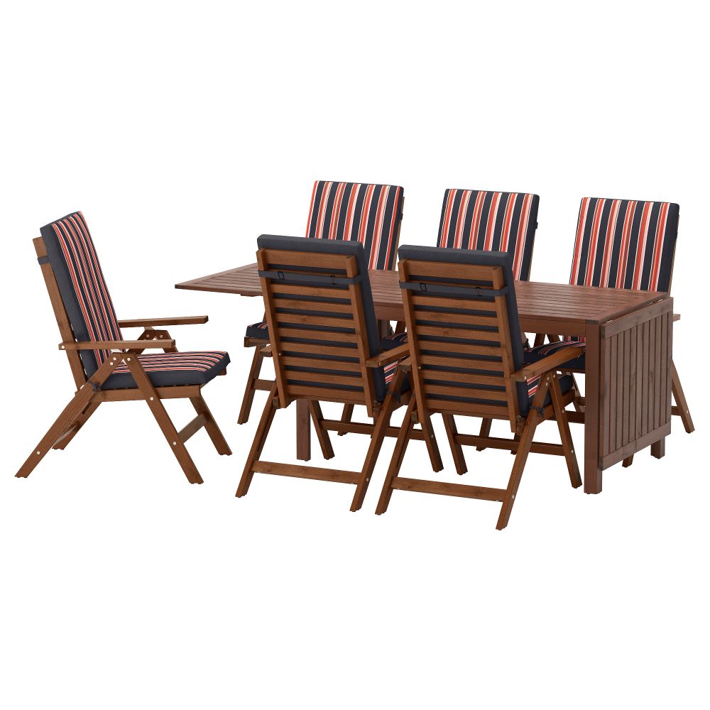 Стол, 6 кресел для сада ЭПЛАРО, коричневая морилка, Экерон черный - фото 1