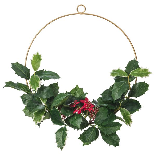 Искусственный венок СМИККА, д/дома/улицы, Падуб (35 см) - фото 1