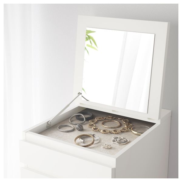 Комод с 6 ящиками МАЛЬМ, белый, зеркальное стекло (40x123 см) - схема-чертеж с размерами