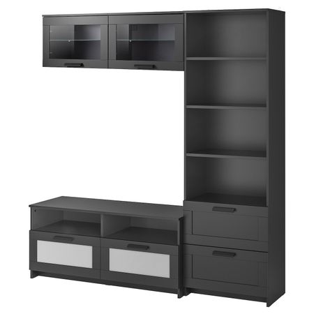 Шкаф для ТВ, комбинация, черный 180x41x190 см IKEA BRIMNES БРИМНЭС 193.966.52