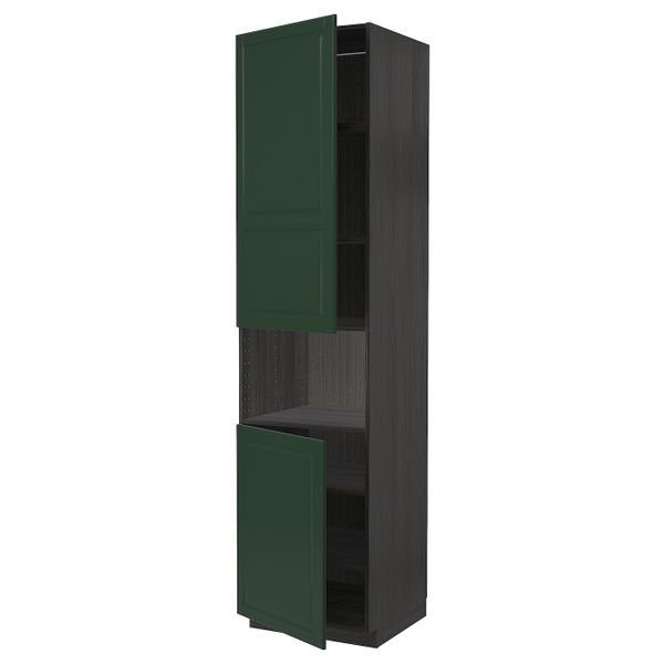 Высокий шкаф для/СВЧ, 2 дверцы/полки, черный/Будбин темно-зеленый 60x60x240 см IKEA МЕТОД 693.133.91 - схема-чертеж с размерами