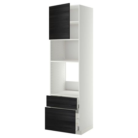 Высокий шкаф для духовки и СВЧ/дверца/2ящ, белый, Тингсрид черный 60x60x220 см IKEA МЕТОД / МАКСИМЕРА 792.370.52