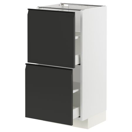 Напольный шкаф с 2 ящиками, белый, Upplöv матовый антрацит, 40x37 см IKEA METOD МЕТОД, MAXIMERA МАКСИМЕРА 194.940.49
