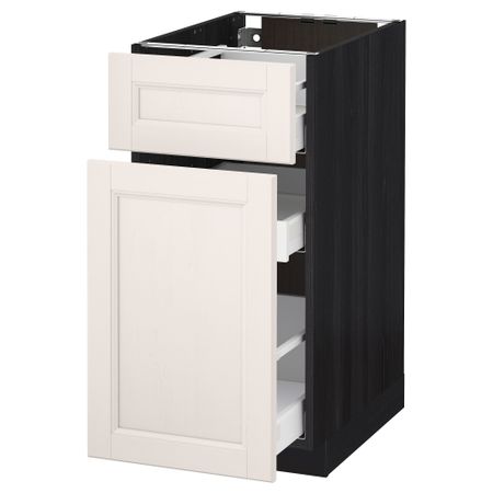 Напольный шкаф, выдвижной секцией, ящик МЕТОД / МАКСИМЕРА, черный, Лаксарби белый