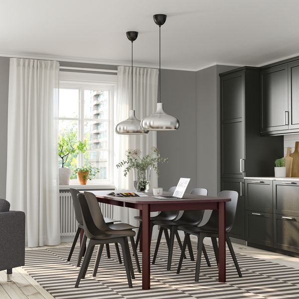 Стол и 6 стульев, коричневый, антрацит, 150, 205, 260 см IKEA ODGER ОДГЕР, STRANDTORP СТРАНДТОРП 094.829.85 - фото 3