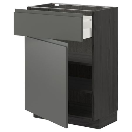 Напольный шкаф с ящиком/дверью, черный/Воксторп темно-серый 60x37 см IKEA МЕТОД / МАКСИМЕРА 993.110.22