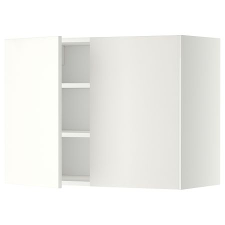 Навесной шкаф с полками, 2 дверцы МЕТОД, белый, Хэггеби белый