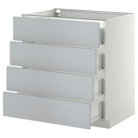 Напольный шкаф 4 фронтальных панели, 4 ящика МЕТОД / ФОРВАРА, белый, Веддинге серый