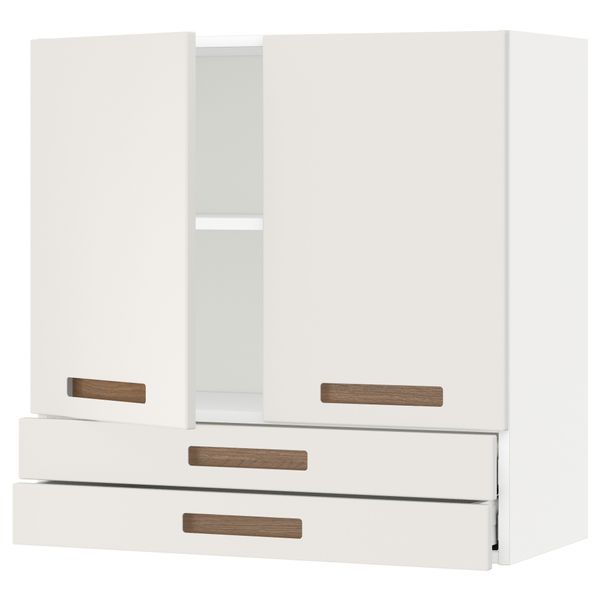 Навесной шкаф, 2 дверцы, 2 ящика МЕТОД / МАКСИМЕРА, белый, Мэрста белый - схема-чертеж с размерами