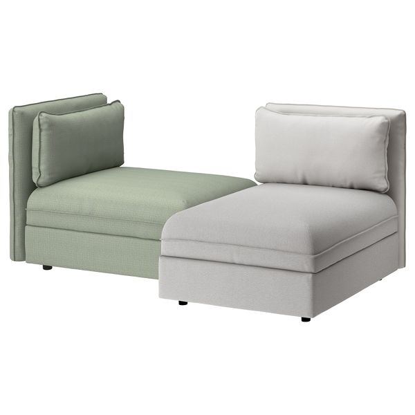 2-местный диван ВАЛЛЕНТУНА, Оррста светло-серый, Хилларед зеленый - схема-чертеж с размерами