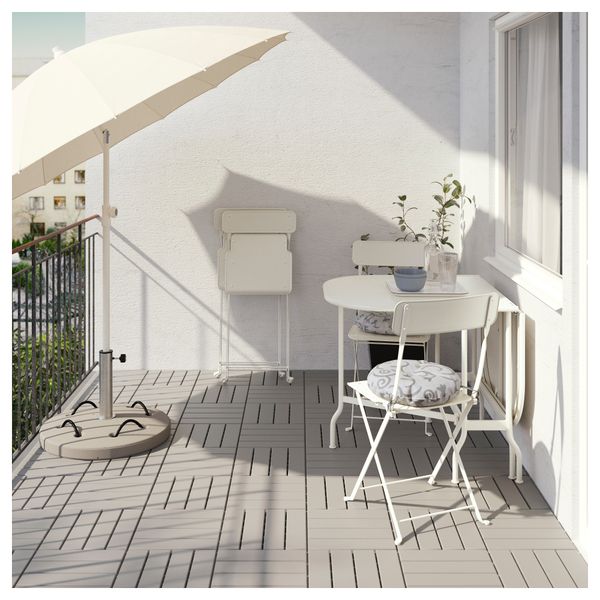 Стол + 2 складных стула для сада САЛЬТХОЛЬМЕН, бежевый, Стегон бежевый - фото 2