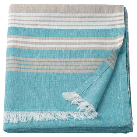 Плед, в полоску/бирюзовый 130x170 см IKEA TALLAVMAL ТАЛЛАВМАЛ 604.859.47