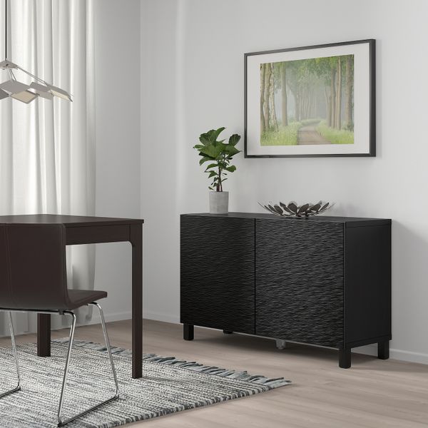 Комбинация для хранения с дверцами, черно-коричневый, Лаксвикен черный 120x40x74 см IKEA БЕСТО 692.466.17 - фото 2