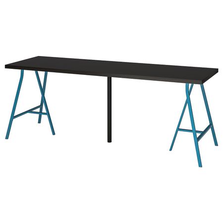 Стол, черно-коричневый/синий 200x60 см IKEA LINNMON ЛИННМОН / LERBERG ЛЕРБЕРГ 793.355.71
