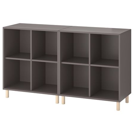 Комбинация шкафов с ножками, темно-серый, дерево 140x35x80 см IKEA EKET ЭКЕТ 793.861.03