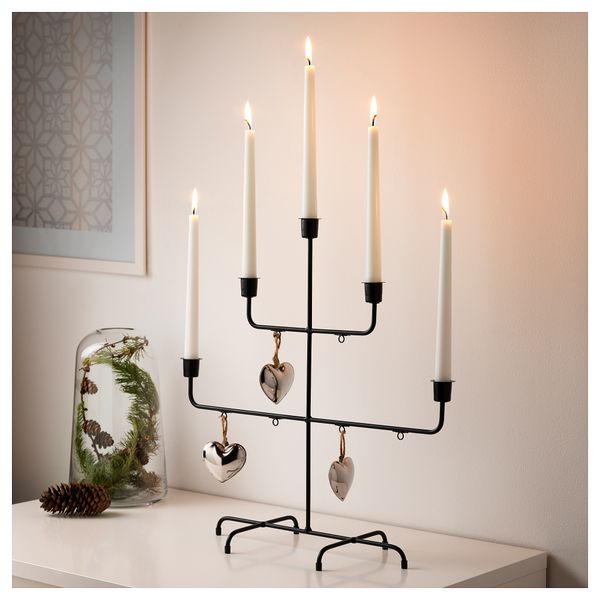 Подсвечник для 5 свечей ВИНТЕР 2017, черный (42 см) - схема-чертеж с размерами