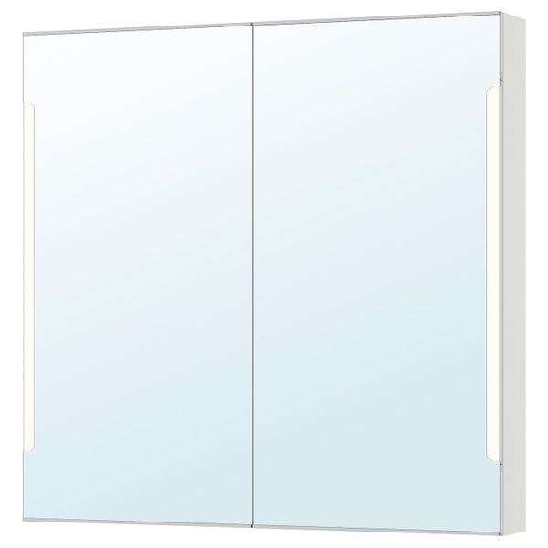 Зеркальный шкафчик/2дверцы/подсветка, белый 100x14x96 см IKEA STORJORM СТОРЙОРМ 803.690.70 - фото 1