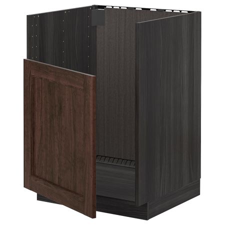 Шкаф под мойку БРЕДШЁН, черный/Эдсерум коричневый 60x60 см IKEA МЕТОД 592.995.88