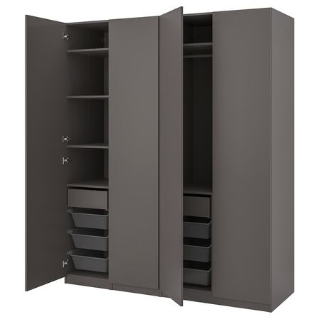 PAX / FORSAND Гардероб, комбинация - темно-серый/темно-серый 200x60x236 см