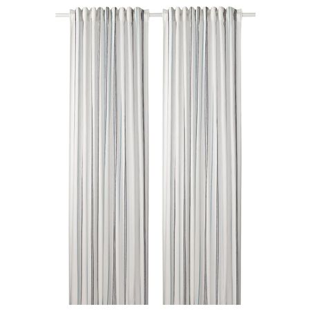 Гардины, 1 пара, белый/в полоску 145x300 см IKEA ЭДЕЛЬСПИННАРЕ 204.508.41