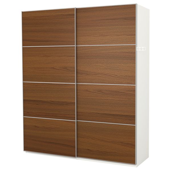 Гардероб ПАКС, белый, Ильсенг ясеневый шнон/коричневая морилка (200x66x236 см) - фото 2