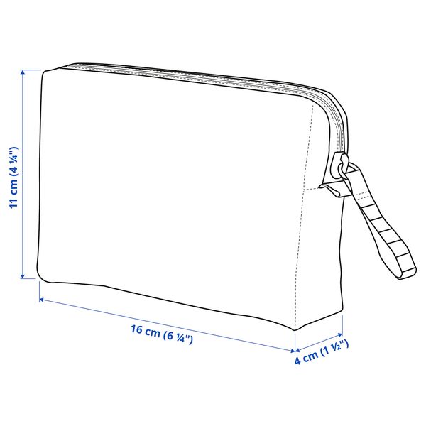 Сумочка для аксессуаров, 16x4x11 см, черный IKEA VÄRLDENS ВЭРЛДЕНС 604.905.00 - схема-чертеж с размерами